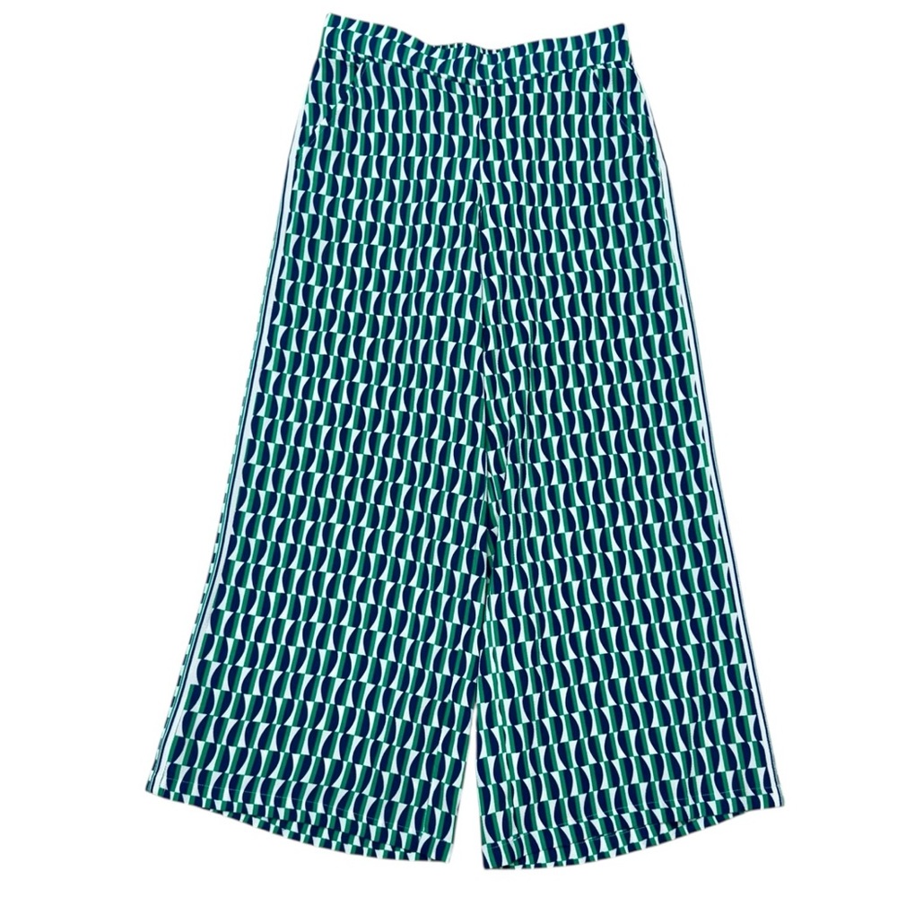 Max Studio Blue & Green Geometric Print Wide Leg Pants Size Medium Resortwear